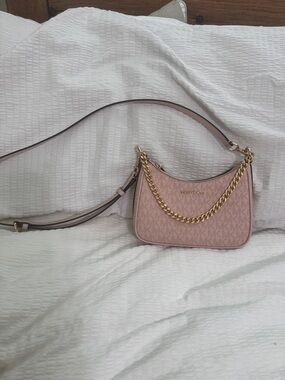 Michael Kors Blush Pink Signature Shoulder Bag with Gold Chain